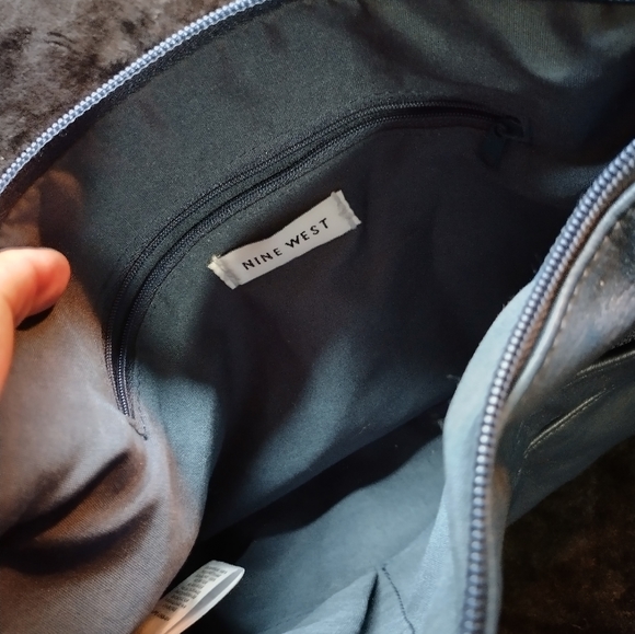 Nine West Navy Purse With Studs. Vegan. - Picture 2 of 10